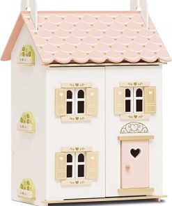 Le Toy Van – Rose Heart Wooden Doll House | Girls & Boys 3 Storey Wooden Dolls House Play Set – Suitable for Ages 3+