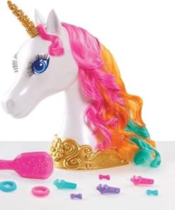 Barbie Dreamtopia 12-inch Unicorn Styling Head with Accessories, 10-pieces, Rainbow Hair, Kids Toys for Ages 3 Up by Just Play