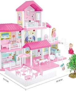FIXSON Dollhouse Dream House with Furniture Accessories DIY Pretend Play Doll House for Girls,3,4,5,6,7 Year Old (6 Rooms) 2