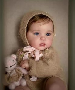 Wamdoll 19Inches Rooted Hair Adorable Lifelike Reborn Baby Doll in Soft Vinyl Realistic Newborn Girl Dolls in Brown Woolen Set Toys Gifts for Girls Ages 3+ 2