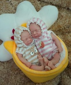 Mire & Mire Reborn Baby Dolls 6 Inch Mini Twin Silicone Baby Dolls with Clothes and Feeding Accessories, Realistic Reborn Dolls, Girls and Boys 2