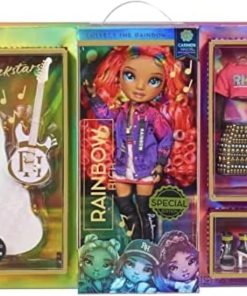 Rainbow High Rockstar Fashion Doll 2 Complete Outfits & Rockband Essentials, Carmen Major Only