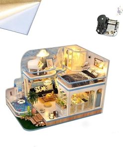 Dollhouse Miniature DIY House Kit with Chinese Style, Handmade DIY House ModelCreative Room with Furniture for Romantic Valentine’s Gift (Blue Seal)