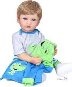TERABITHIA 22 Inch Two Color Hair So Truly Cute Reborn Baby Doll Real Newborn Toddler Boy Dolls Crafted in Full Body Silicone Vinyl Anatomically Correct