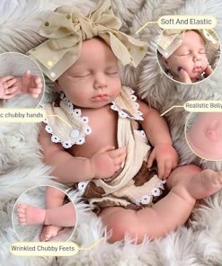 18-inch Loulou Full Body Platinum Silicone Dolls Eyes Closed Sleeping Realistic Full Silicone Baby Dolls Girl with Pretty Yellow Suit 2