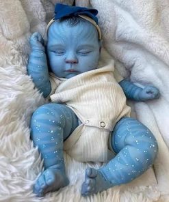 iCradle Real Look Reborn Dolls Avatar 20inch 50cm Soft Body Vinyl Elf Baby Doll Painted Hair Realistic Sleeping Newborn Doll Toy for Ages 3+ 2
