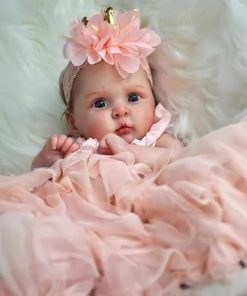 Wamdoll 19Inches Sweet Face Rooted Hair Lifelike Reborn Baby Doll in Soft Vinyl Realistic Newborn Girl Dolls Headband Floral, A Moment in My Arms, Forever in My Heart 2