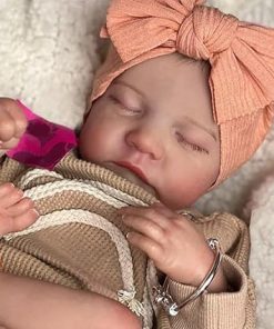 Realistic Newborn Baby Dolls Girl 18 inch Lifelike Reborn Dolls Levi Handmade Weighted Real Silicone Vinyl Sleeping Baby Dolls Closed Eyes