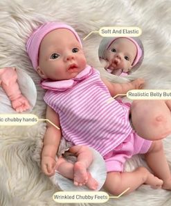Full Platinum Silicone Baby Doll-11 Inch Alive Full Silicone Reborn Baby Dolls Silicone Full Body Girl for Christmas Educational Toy 2
