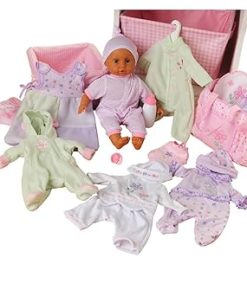 Constructive Playthings CP Toys 16 inch Dark Skin Baby Doll Dress and Play Collection with 6 Outfits and Accessories