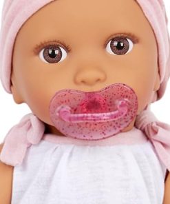BABI by Battat– 14-inch Newborn Baby Doll – Brown Eyes & Medium Skin Tone – Soft Body & Removeable 2pc Outfit – Pink Headband & Pacifier Accessories – 2 Years Doll 2