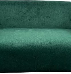 1:6 Scale loveseat Miniature Doll Sofa, Dollhouse Furniture, Emerald Green swan Velvet armrests Couch, Minimalist Doll’s Sofa
