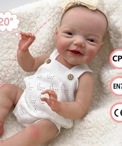 iCradle Lovely Real Look Reborn Baby Doll Girl 20inch 50cm Full Body Vinyl Silicone Baby Doll Realistic Newborn Doll Paint Hair Washable Lifelike Xmas Birthday Toys for Kids Age 3+ 2
