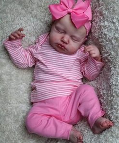 Pinky Reborn Baby Dolls Girl 20 Inch Newborn Baby Dolls Full Body Vinyl Sleeping Baby Silicone Dolls with Toy Accessories Gift Set for Kids Age 3+… 2