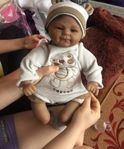 Angelbaby 18″ Reborn Baby Doll – Realistic Black Smiling Boy, Soft Silicone Vinyl, African American 45cm 2