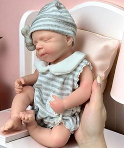 13Inch Pascale Reborn Baby Dolls Silicone Full Body Correct Real Close Eyes Full Body Silicone Baby Dolls Sleeping Girl with Feeding Kit 2