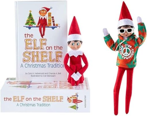 Elf on the Shelf Scout Boy (Blue Eyed Boy) with Claus Couture Collection Groovy Greetings Hoodie