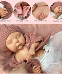 18 inches Full Silicone Newborn Baby Doll – Full Platinum Silicone Body Lifelike Peaches Reborn Baby Doll Anatomically Correct Baby with Toy Accessories 2
