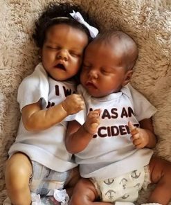 Reborn Baby Dolls Twins Black – 18 inch Realistic Newborn Real Life Baby Boy and Girl Dolls Soft Vinyl Body with Advanced Painted Present Birthday Set for Kids Age 3+ 2