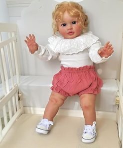 Pinky Reborn Toddler Baby Doll Girl 26 Inch Lifelike Reborn Baby Dolls Curly Hair Standing Doll Toy with Accessories Gift Set for Kids Age 3+