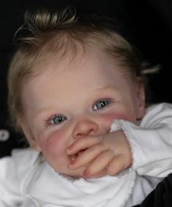 Zero Pam Smiling Reborn Dolls Boy 20 in Realistic Newborn Baby Dolls That Look Real 3D Painting Silicone Reborn Baby Dolls with Blonde Hair Baby Girls Toys 2
