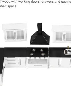 Keenso 1:12 Mini Dollhouse Kitchen Cabinet Set Simulation Life Scene Modern Wood Craftsmanship Dollhouse Decoration DIY 2
