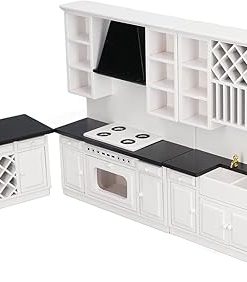 Airshi Dollhouse Bar Counter, Dollhouse Kitchen Cabinet Set Birch Wood Beautiful Design for Adult Dollhouse Decoration, Small, Airshiqf604mcg5y 2