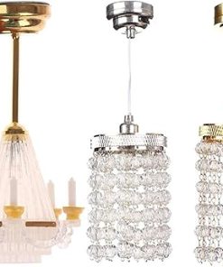 LUOZZY 3 Pcs Dollhouse Chandelier Light Ceiling Candle Chandelier Miniature Chandeliers for Dollhouse Led Chandelier