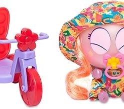 Neonate Ksi-merito Nerlie DeiNait DEISITA Baby Doll with Tricycle, Pacifier, Towel, Onesie, Sleep Mask, and more! Edition in Spanish by Distroller, Pink 2