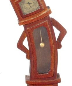 Dollhouse Miniature Woncky Working Clock, Walnut Finish