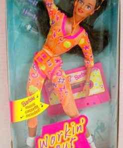 Barbie WORKIN’ OUT TERESA DOLL w Suction Cup SHOES, Barbie MUSIC CASSETTE & More (1996)