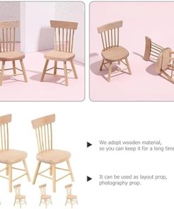Yardwe 24 Pcs Dollhouse Chair Mini Dollhouse Wooden Dollhouse Counter Decor Miniature Chairs Dollhouse Furniture 1 12 Scale 1 12 Scale Dollhouse Accessories Wood Miniature Chair Wood Set 2