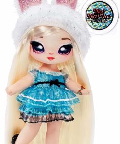 Na! Na! Na! Surprise Glam Series Alice Hops Fashion Doll and Metallic Rabbit Purse, Blonde Hair, Shiny Blue Dress, Bunny Ears Hat & Accessories, 2-in-1 Kids Gift, Toy for Girls Ages 5 6 7 8+ Years