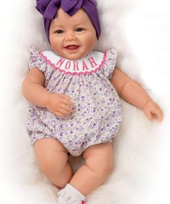 The Ashton-Drake Galleries Lifelike Reborn Norah Baby Doll, 17 inches, Handcrafted RealTouch® Vinyl Collectible by Ping Lau, Purple Bow
