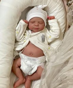 Zero Pam 45 CM Real Life Reborn Baby Dolls Boy Eyes Closed with Realistic Veins, 18 Inch Lifelike Poseable Anatomically Correct Newborn Sleeping Silicone Baby Dolls Full Body Soft Vinyl for Kids