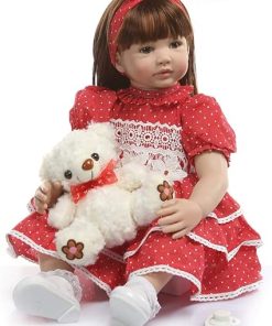 Ninonina Reborn Toddler Baby Dolls Girl 24 inch 60cm Beautiful Princess Doll Soft Body Looks Feels Real for Xmas Birthday Gift (Red) 2