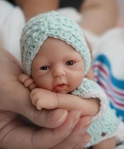 7 Inch Mini Silicone Baby, Reborn Baby Dolls Silicone Full Body Girl Cassie, Realistic Newborn Baby Doll Real Life Miniature Baby Doll with Feeding Accessories