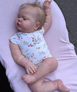 24 Inch Pickle Newborn Baby Sleeping Dolls Realistic Life Like Reborn Toddler Dolls Soft Cloth Body Rooted Blonde Hair with Toy Accessories for Kids & Collection