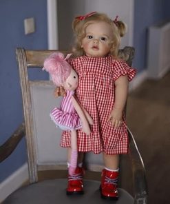 Reborn Toddler Dolls Girl 28 Inch 70cm Real Size Standing Silicone Baby Doll Soft Cloth Body Handmade Weighted Blonde Hair Beautifull Cute Bebe Doll Childen Moldes 2