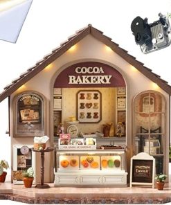Mini 3D Wooden Doll House Craft Model,DIY Miniature and Furniture Dollhouse Kit,Creative Room Idea for Valentine’s Day Birthday Gift (Bakery)