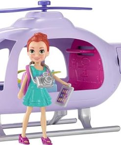 Polly Pocket Playset, Vacation Helicopter with 3-inch Lila Doll & 10+ Accessories, Travel Toy