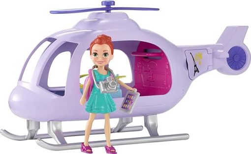 Polly Pocket Playset, Vacation Helicopter with 3-inch Lila Doll & 10+ Accessories, Travel Toy