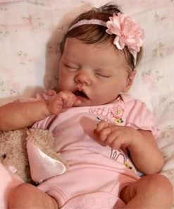 Realistic Reborn Baby Dolls – 18 inch Lifelike Sleeping Newborn Real Life Baby Girl Dolls Soft Vinyl Baby Dolls with Clothes and Feeding Kit Gift Box for Kids Age 3+, Pink 2