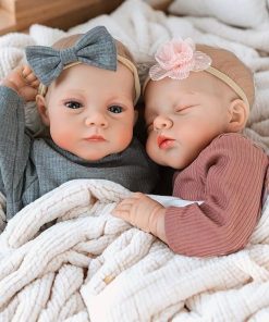 Pinky Reborn Dolls 19 Inch 48cm Handmade Twins Realistic Newborn Baby Doll with Soft Cloth Body Lifelike Baby Girl Boy Dolls That Look Real with Magnet Pacifier 2