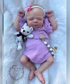 19 Inches Soft Cloth Body Newborn Baby Dolls Girl Sweet Sleeping Real Life Reborn Baby Doll Realistic Toy Doll Accessories for Kids Age 3+ 2