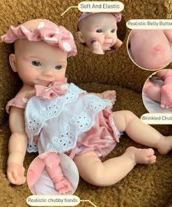 11 Inch Lifelike Full Body Silicone Reborn Baby Dolls Girl Realistic Full Silicone Body Baby Doll Sweet Bebes Educational Toy Toy for Kids Age 3+ 2