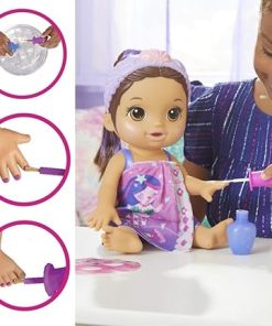 Baby Alive Glam Spa Baby Doll, Mermaid, Makeup Toy for Kids 3 and Up, Color Reveal Mani-Pedi and Makeup, 12.6-Inch Waterplay Doll, Brown Hair 2