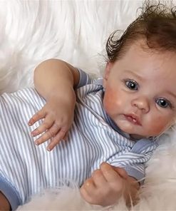 Zero Pam 19 inch Real Life Baby Reborn Dolls Boy Full Body Silicone Vinyl Lifelike Platinum Newborn Toddler Dolls with Hair Anatomically Correct Bebe Reborn Doll Eyes Open for Kids Collectors