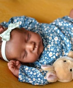 Reborn Baby Dolls Black Girl 19 Inch Soft Body Realistic Newborn Doll Handmade Real Life Dark Skin Baby Dolls with Accessories and Toy Set Gift for 3+ Year Old Girls Boys Toddlers Kids 2