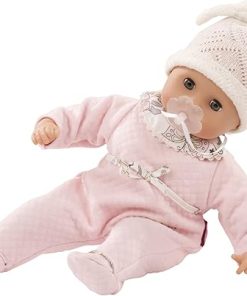 Gotz Muffin Dreamy Flower 13″ Bald Baby Doll with Blue Sleeping Eyes, Pink Pajamas’, Pacifier and Knit Hat – Ages 18 Months and Up